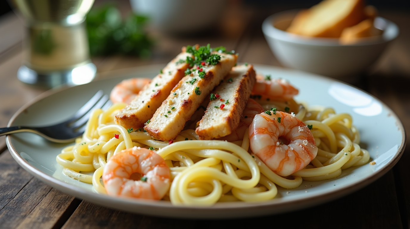 Chicken and Shrimp Pasta