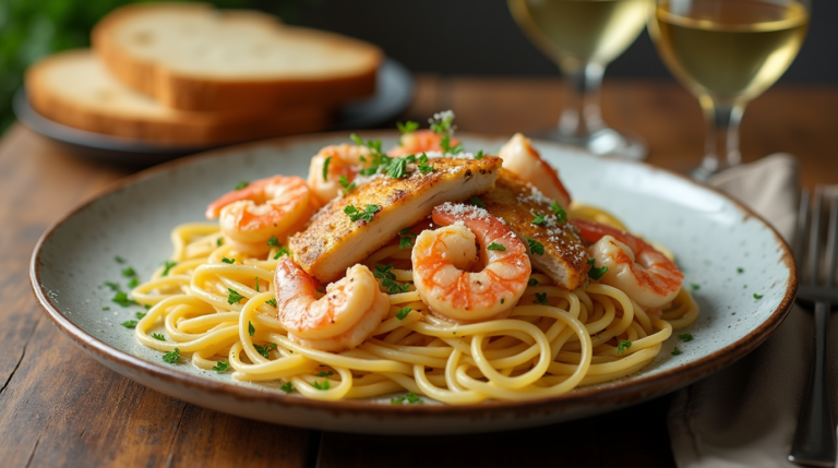 Chicken and Shrimp Pasta