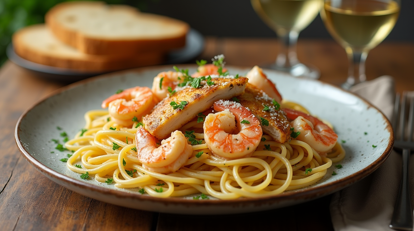 Chicken and Shrimp Pasta