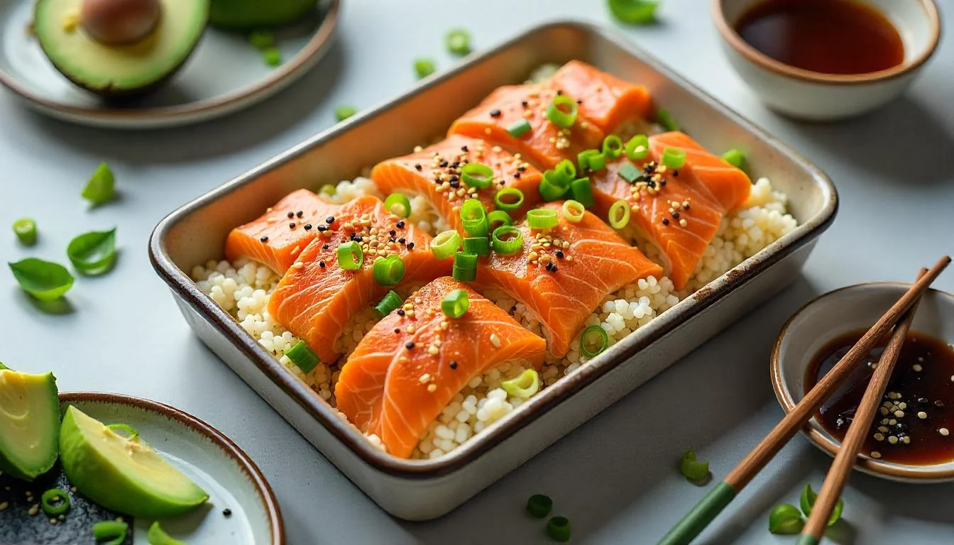 salmon sushi bake