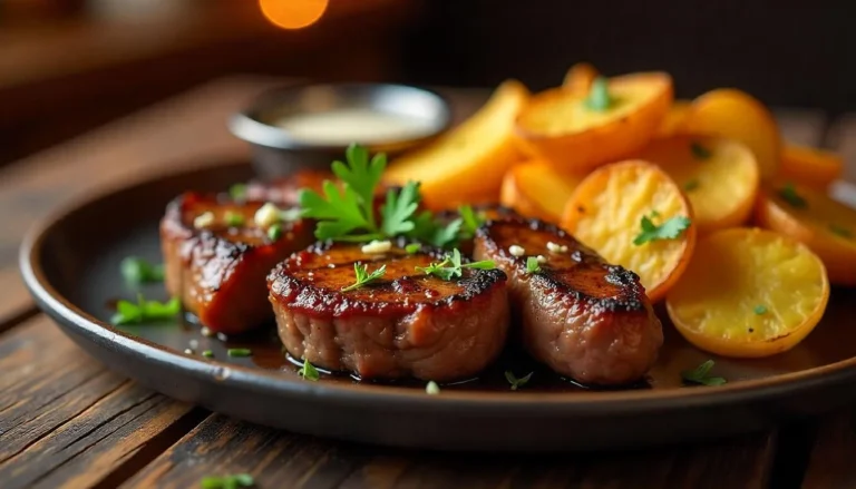 steak bites and potatoes