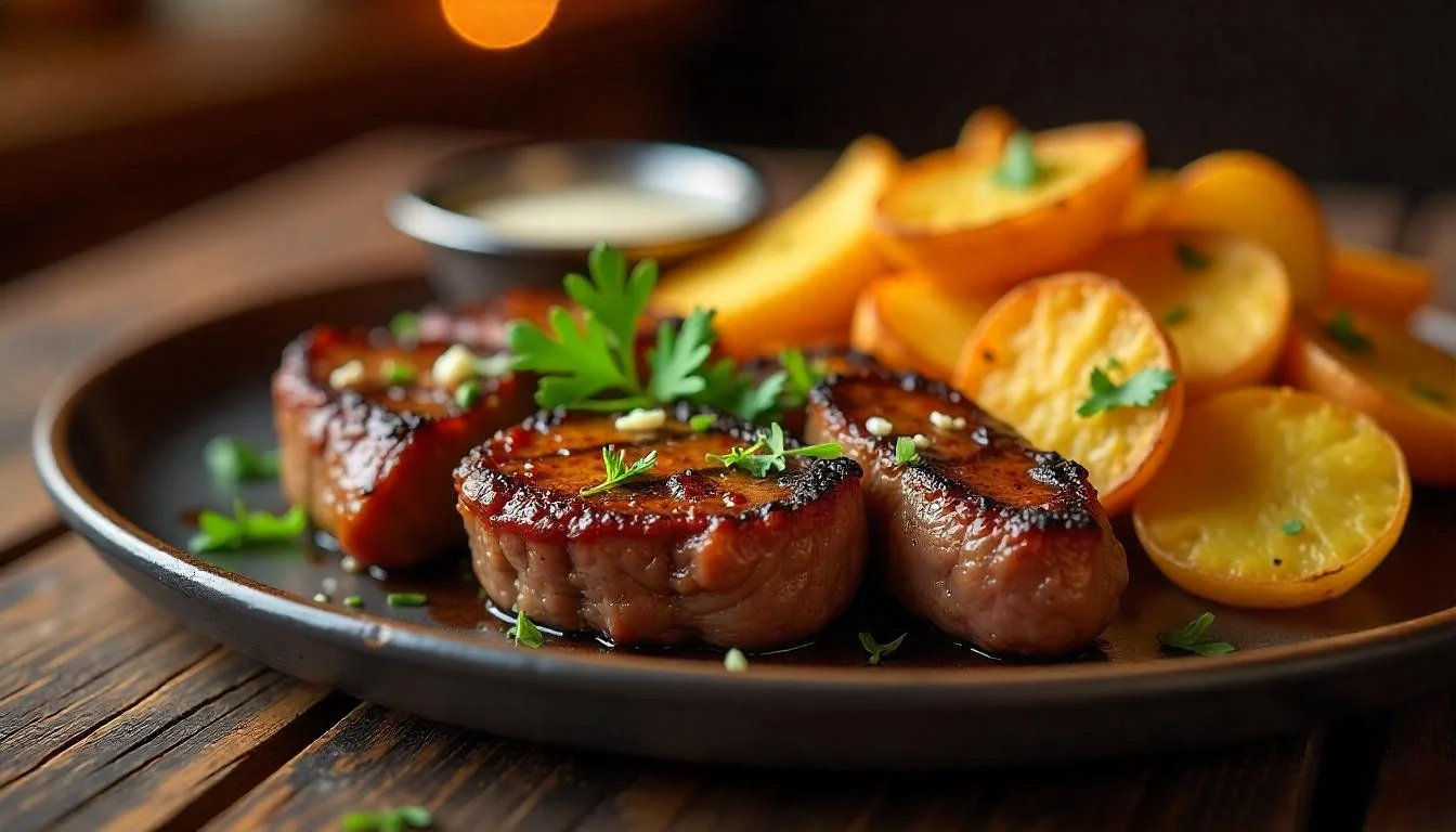steak bites and potatoes